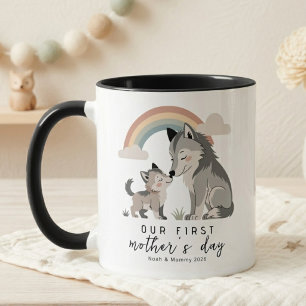 Mug Loup pastel Maman et bébé Premier jour de la fête 