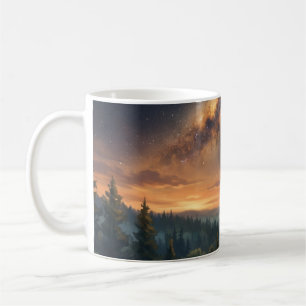 Mug Loup solitaire sous le ciel étoilé de la Voie lact