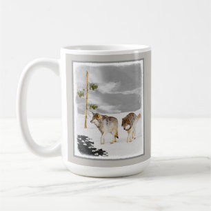 Mug Loups en peinture sur neige - Art original de la f