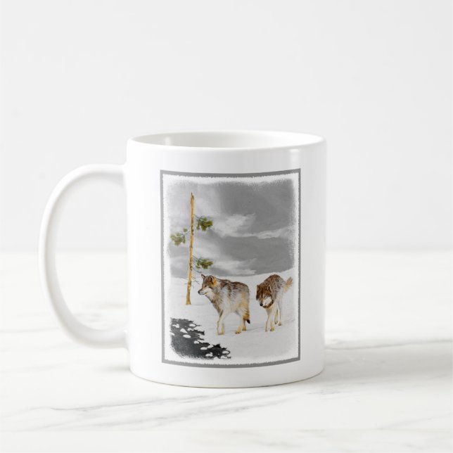 Mug Loups en peinture sur neige - Art original de la f (Gauche)