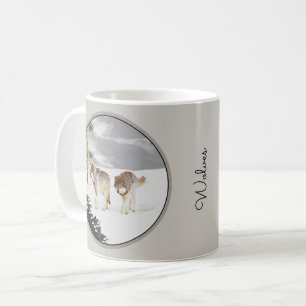 Mug Loups en peinture sur neige - Art original de la f