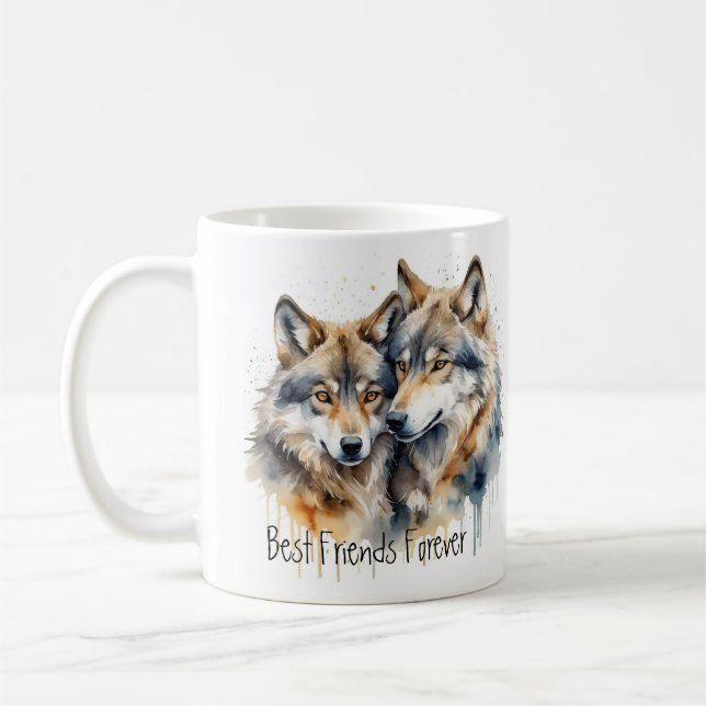 Mug Loups mignonnes Meilleurs Amis Pour Toujours, BFF, (Gauche)