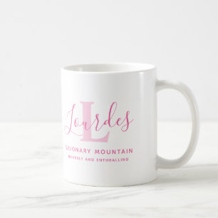 Mug Lourdes nom signification et monogramme de texte r