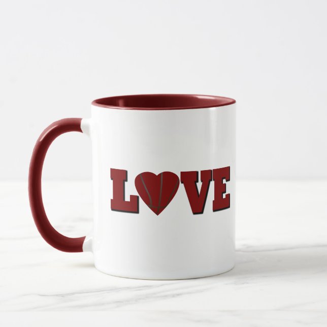 Mug Love basket-ball avec coeur rouge (Gauche)