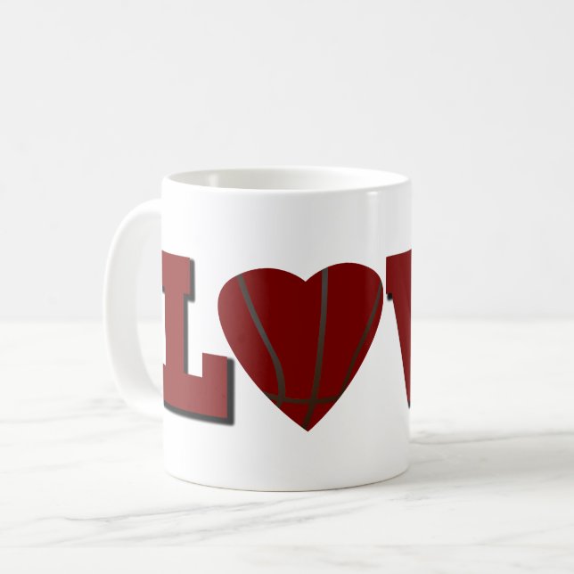 Mug Love basket-ball avec coeur rouge (Devant gauche)