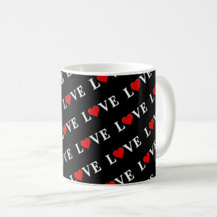 Mug LOVE Black et blanc minimaliste Élégant