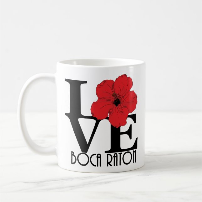 Mug LOVE Boca Raton Red Hibiscus 1oz Café à deux tons  (Gauche)