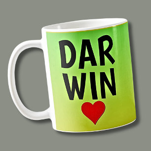 Mug Love DARWIN (ou votre texte) Coeur sur Green Gold