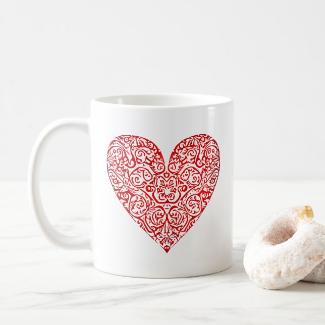Mug Love Doodle Heart Art Abstrait, No 02 (Avec donut)