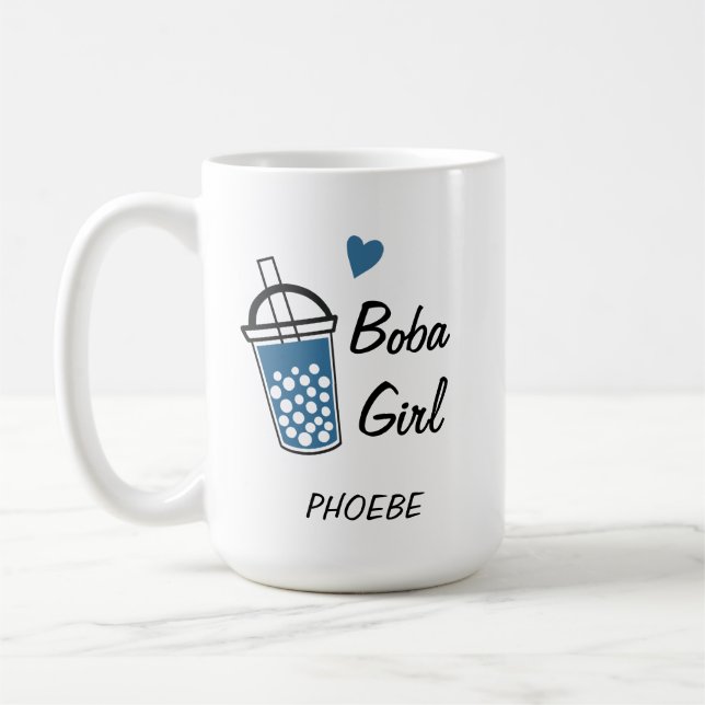 Mug Love Heart Boba Girl Personnalisée Nouveauté perso (Gauche)