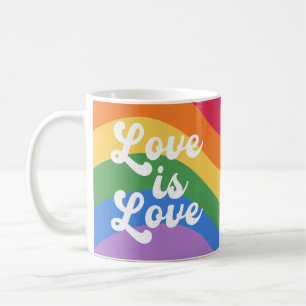 Mug Love Is Love Colorful Rainbow Retro Script