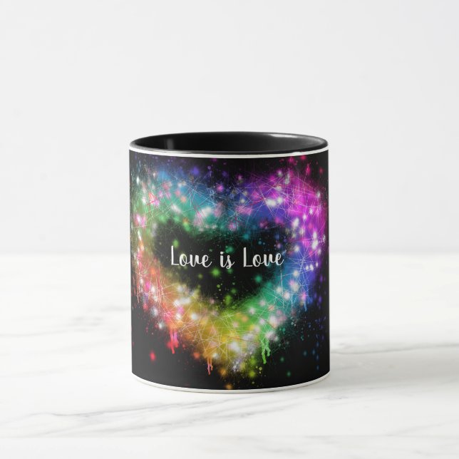 Mug Love is love | spray paint rainbow heart | pride (Centre)