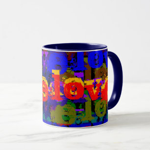 Mug Love Love Modern Colorful Urban Text Art