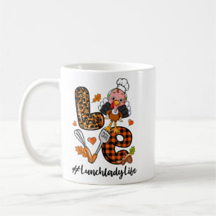 Mug Love Lunch Lady Leopard Pumpkin Turkey Fall Thanks