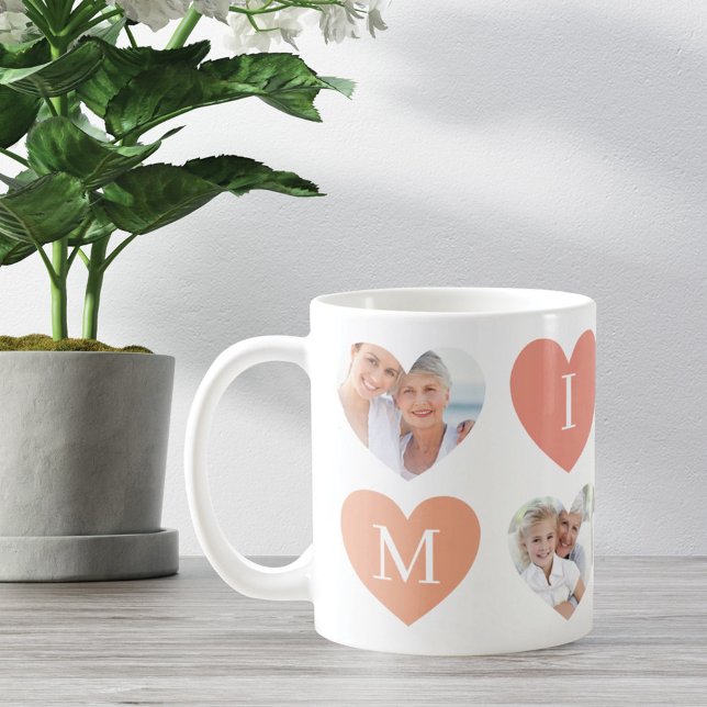 Mug Love Mimi Grand-mère Pink Heart Photos Collage (Créateur téléchargé)