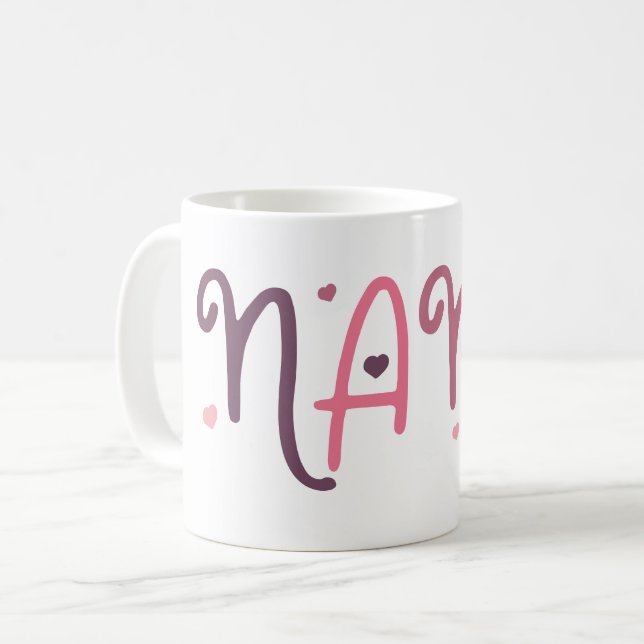 Mug Love Nana Grand-mère Coeurs typographiques (Devant gauche)