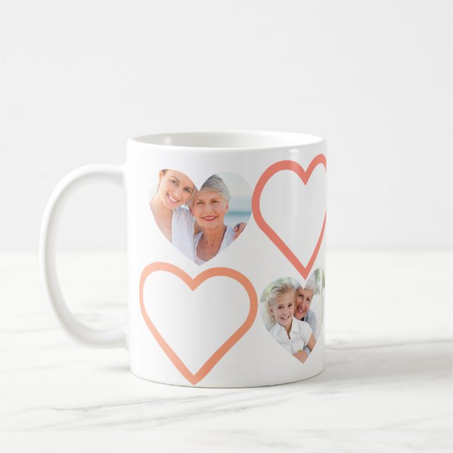 Mug Love Nana Grand-mère Pink Heart Photos Collage (Gauche)