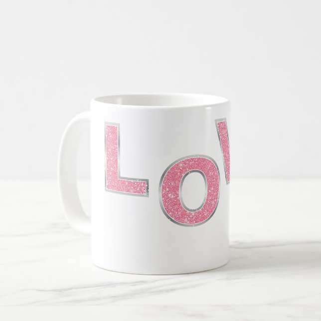 Mug Love Parties scintillant rose (Devant gauche)
