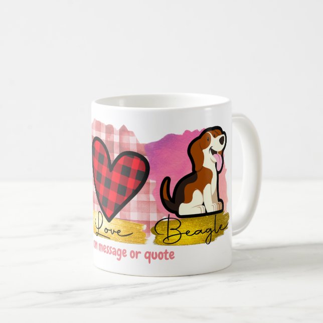Mug Love Peace Beagle Animal de compagnie Amoureux des (Devant droit)