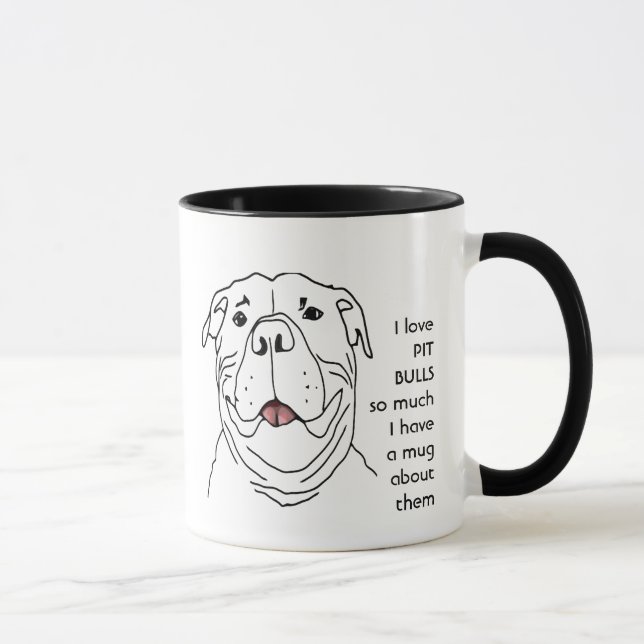 Mug Love PIT BULL CHIENS tellement je me plaisante Cit (Droite)