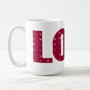 Mug LOVE Red Gold Hearts Valentine Couple