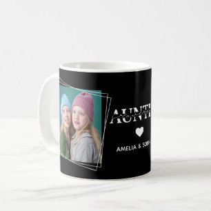 Mug Love You Auntie Deux Noms Photo Texte manuscrit