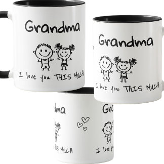 Mug Love You Grandma Kids Art Personalized Gift