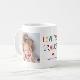Mug Love You Grandpa Two Photo Rainbow Colored Text