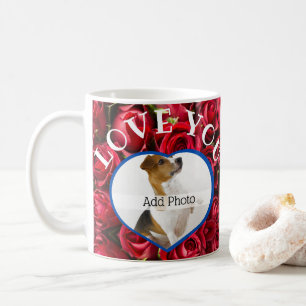 Mug Love You Heart Photo Red Roses Modern Script migno