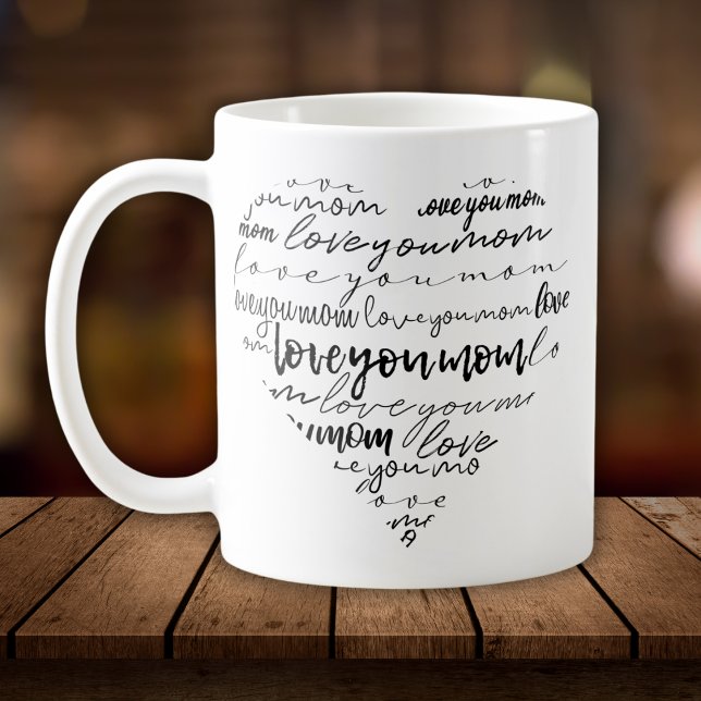 Mug Love You Maman Mots dans le coeur (Créateur téléchargé)