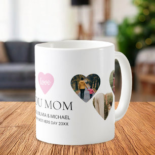 Mug Love You Mom Heart Photo Collage Fête des mères