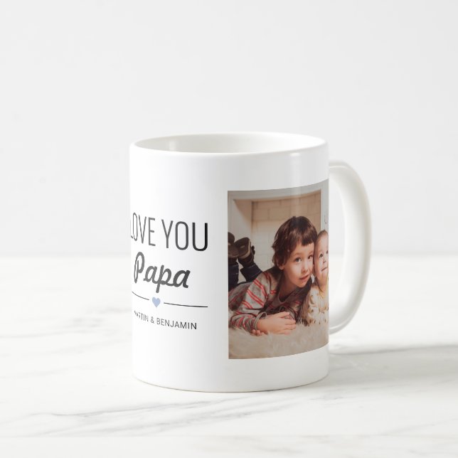 Mug Love You Papa Photo personnalisée Anniversaire (Devant droit)