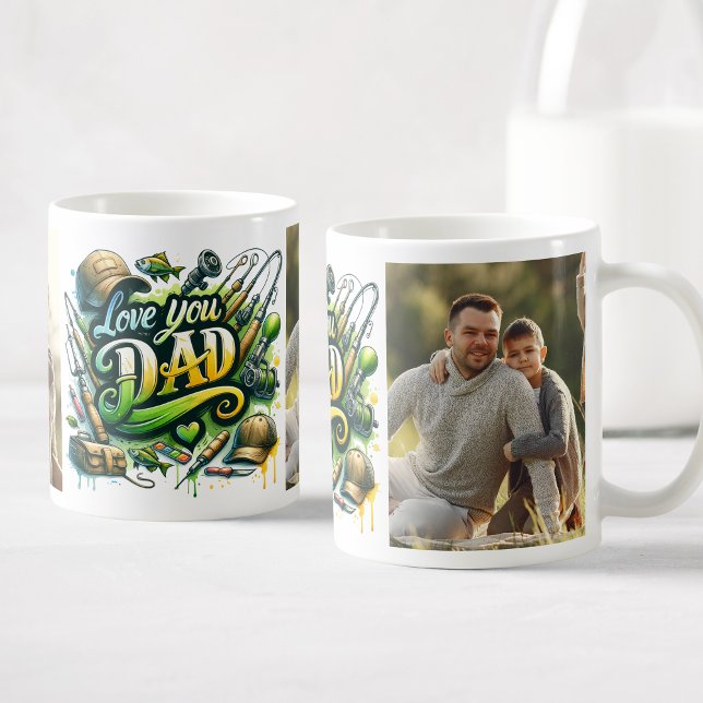 Mug Love You Papa Photos personnalisées Pêche (Créateur téléchargé)
