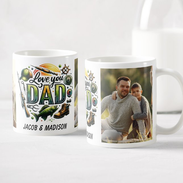 Mug Love You Papa Photos personnalisées Pêche (Créateur téléchargé)
