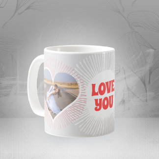 Mug Love You Radiating Hearts Typographie Mariage