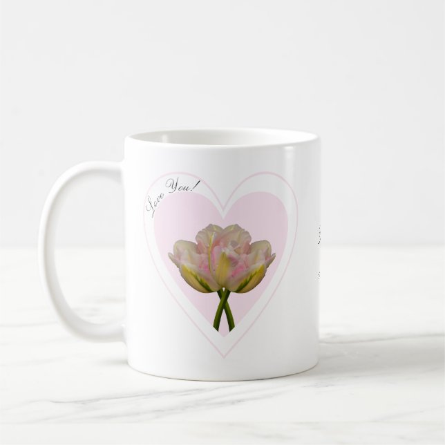 Mug Love You Tulips in Pink Heart (Gauche)