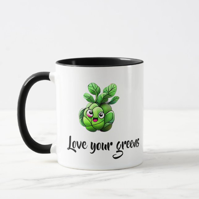 Mug "Love Your Greens" Funny Brussels Sprout (Gauche)