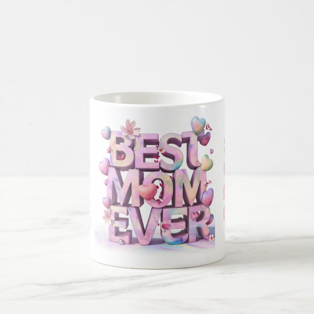 Mug *~ Loved + Hugs Coeurs de la fête des mères 3-d Fl (Centre)