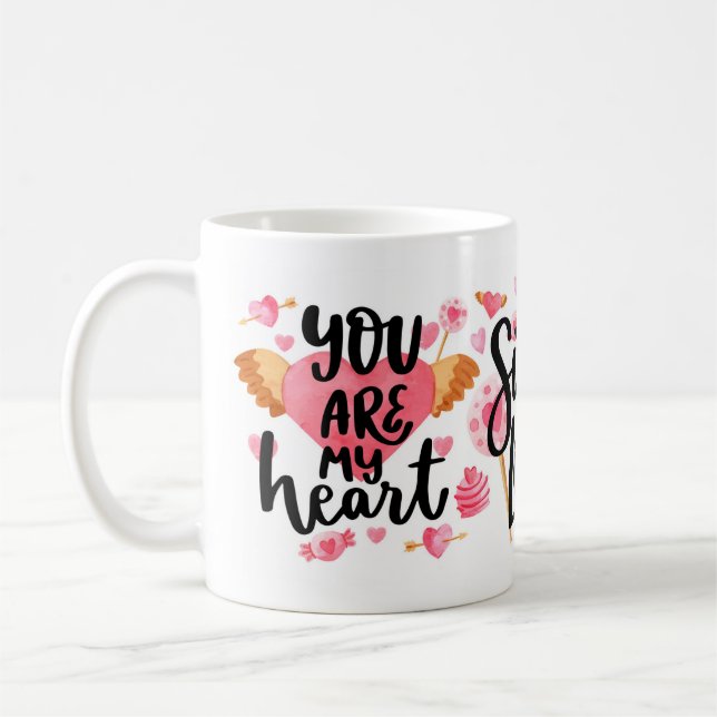 Mug Lovely Heart Design With Bold Love Citations (Gauche)