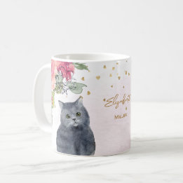 Mug Loving Cat Illustration Gold Parties scintillant G