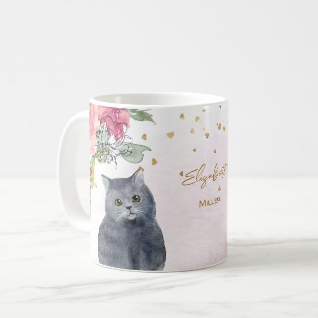 Mug Loving Cat Illustration Gold Parties scintillant G (Devant gauche)