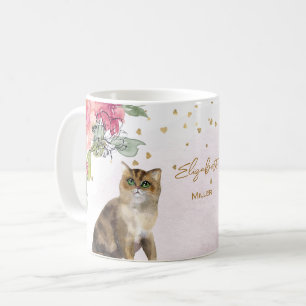 Mug Loving Cat Illustration Gold Parties scintillant G