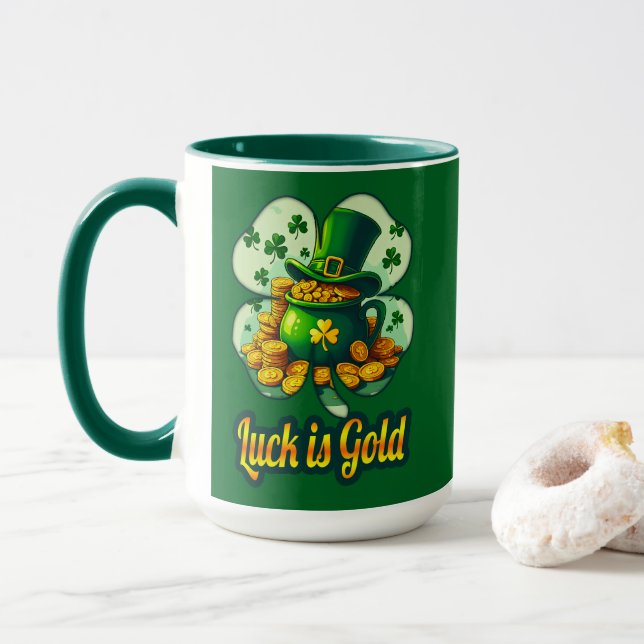 Mug Luck Is Gold St Patrick’s Day - caneca (Avec donut)