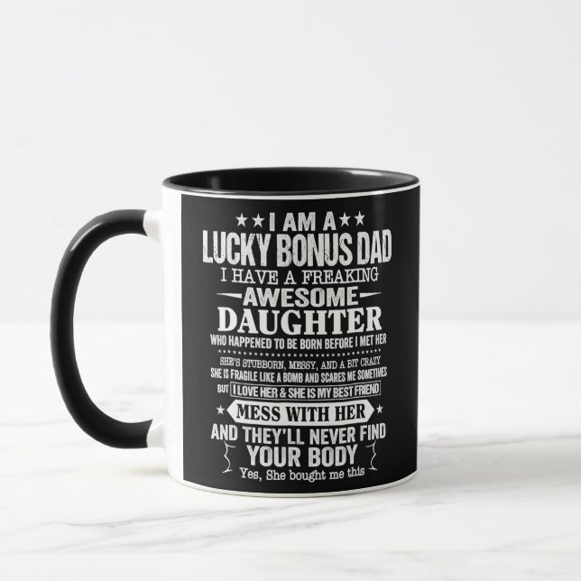 Mug Lucky Bonus Papa Don De Fille Fils Femme (Gauche)