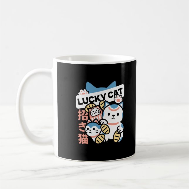 Mug Lucky Cat Art – Maneki Neko with Gold Coin (Gauche)