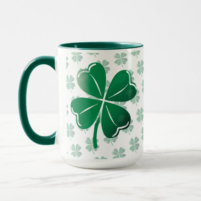 Mug Lucky Four Leaf Clover Irish Shamrock Pattern Golf (Gauche)