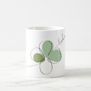 Mug Lucky Four Leaf Clover minimaliste ligne art