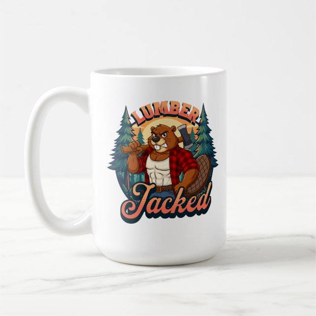 Mug Lumber Jacked Beaver Funny Lumberjack Pun Design (Gauche)