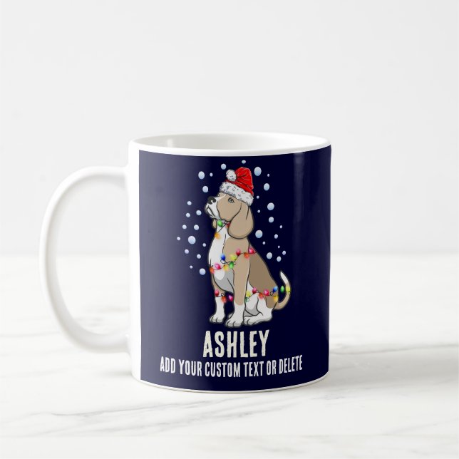 Mug Lumière de Noël avec chien Beagle (Gauche)