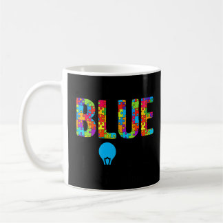 Mug Lumière Sensibilisation sur l'autisme bleue Puzzle
